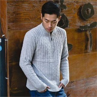 STYLEMAN Zip-Front Wool Blend Sweater