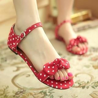Pretty in Boots Dotted Bow Accent Sandals