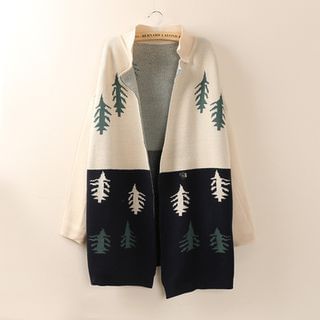 Tangi Notch Lapel Print Oversized Cardigan