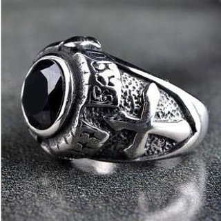 Trend Cool Titanium Steel Jewelled Ring