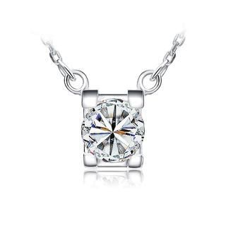 BELEC White Gold Plated 925 Sterling Silver Pendant with White Cubic Zirconia and 45cm Necklace