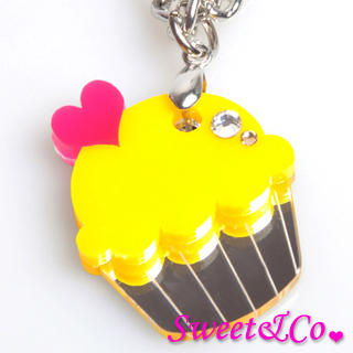 Sweet & Co. Sweet&Co Mini Yellow Cupcake Crystal Silver Necklace Silver - One Size