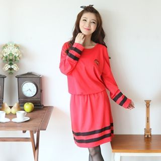 XINLAN Long-Sleeve Stripe Dress