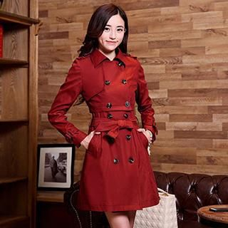 Romantica Double-Breasted Tie-Waist Trench Coat