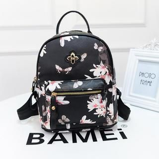 Bibiba Faux Leather Floral Print Backpack