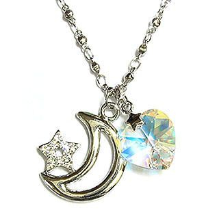 Starry Moon April Birthstone Necklace - Diamond