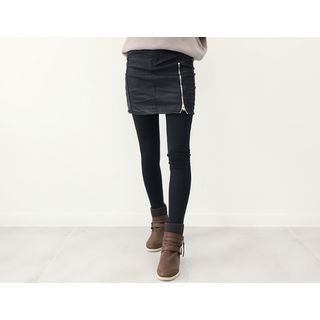 DANI LOVE Inset Zipper-Detail Skirt Leggings