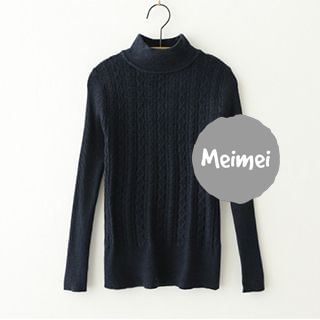 Meimei Mock Neck Cable Knit Sweater
