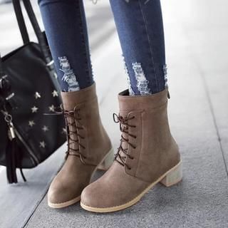 Pastel Pairs Faux Leather Block Heel Mid-calf Boots