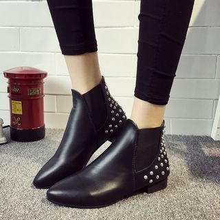 Cinde Shoes Studded Pointy Ankle Boots