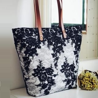 Papillon Lace Shopper Bag Black - One Size