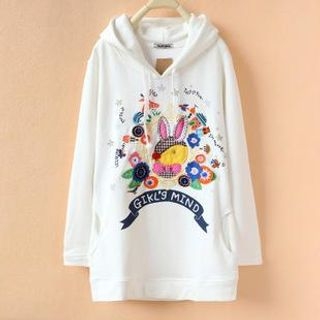 Cute Colors Rabbit Appliqu  Sweatshirt