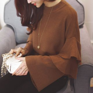 anzoveve Frilled Sleeve Knit Pullover