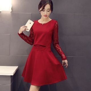 Romantica Long-Sleeve Lace-Panel Dress