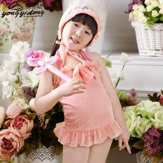 Little Dolphin Set: Kids Lace Ruffle Swimsuit + Sun Hat