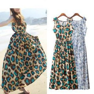 Isadora Sleeveless Leopard Pattern Chiffon Dress