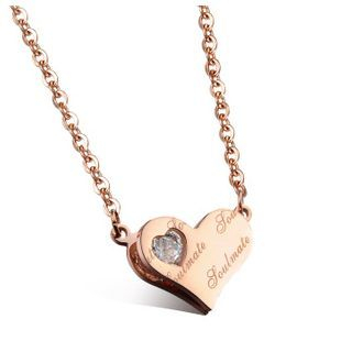 Tenri Rhinestone Heart Titanium Steel Necklace