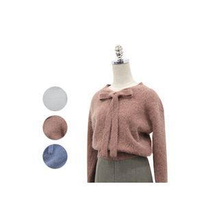BELLISSIMA Beribboned Angora-Wool Blend Knit Top