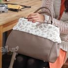 Fleece-Panel Satchel with Coin Purse