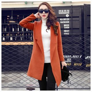 YIJINGMEI Plain Woolen Coat