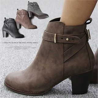 Reneve Chunky-Heel Belted Ankle Boots