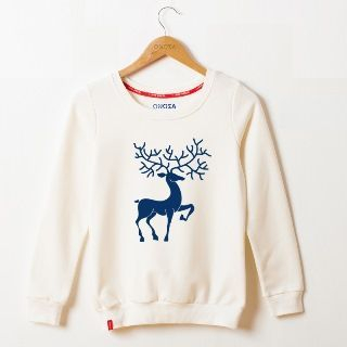 Onoza Fleece-Lined Reindeer-Print Pullover