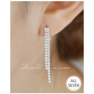 Miss21 Korea Rhinestone Silver Drop Earrings