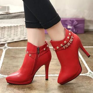 Forkix Boots Studded Stiletto Ankle Boots
