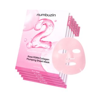 Numbuzin - No.2 Rose Pdrn Collagen Plumping Sheet Mask 5Pcs Set 33Ml X 5 Sheets