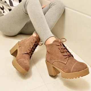 One100 Lace-Up Chunky-Heel Ankle Boots