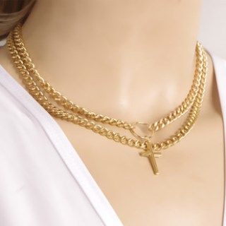 Seirios Cross-Accent Chain-Strap Necklace