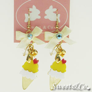 Sweet & Co. Mini Lemon Ice-Cream Gold Ribbon Earrings