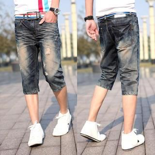 Danjieshi Distressed Washed Capri Jeans