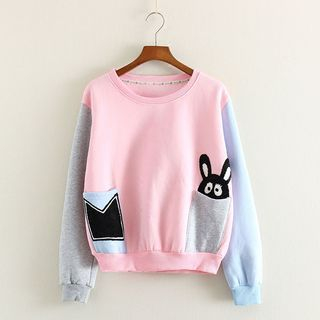 Mushi Embroidered Rabbit Colour Block Pullover