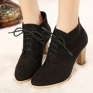 Mancienne Lace-Up High-Heel Ankle Boots