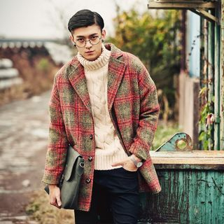 Chuoku Vintage Check Loose-Fit Coat