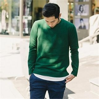 STYLEMAN Crew-Neck Colored Knit Top