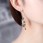 Gemstone & Rhinestone Floral Dangle Earring / Clip-On Earring