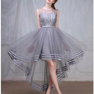 Fantasy Bride Sleeveless Dip-Back Cocktail Dress