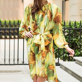 Flore Long-Sleeve Floral Dress