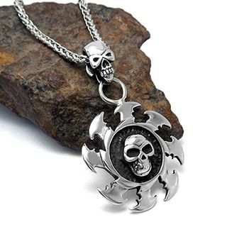 Andante Titanium Steel Skull Hot Wheel Necklace