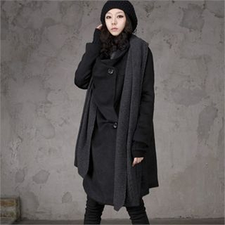 HALUMAYBE Pocket-Front Loose-Fit Coat