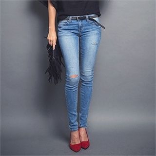 ERANZI Cutout-Trim Skinny Jeans