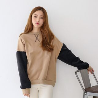 Envy Look Two-Tone Brushed-Fleece Pullover