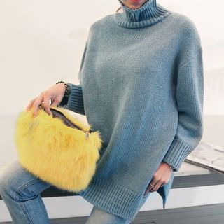 NANING9 Turtleneck Slit-Side Sweater