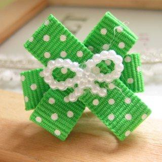 Fit-to-Kill Hand made Pretty ribbon with light green spot cotton ring