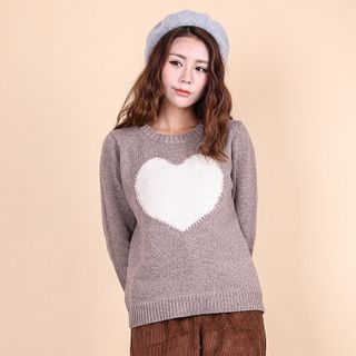 11.STREET Love Jacquard Pattern Wool Sweater