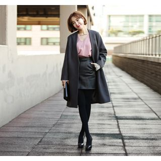 ssongbyssong Hidden-Button Wool Blend Coat