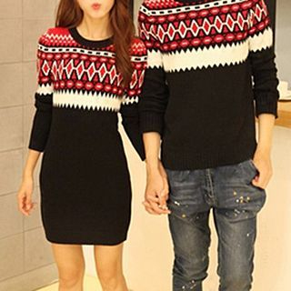 Fashion Street Pattern Couple Matching Sweater / Sweater Dress