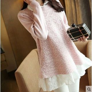 anzoveve Long-Sleeve Mock Two-Piece Knit Top